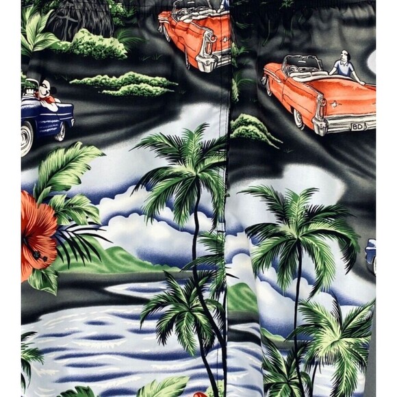 Big Dogs Tropical Print Swim Trunks - Black and Green - Picture 5 of 13